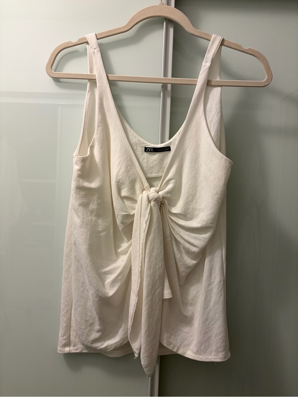 Zara Cream Front-Tie Tank Top